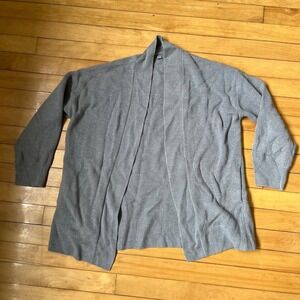 Lululemon Grey Ribbed Knit Open Front Cardigan Shawl Collar Relaxed Fit Sweater